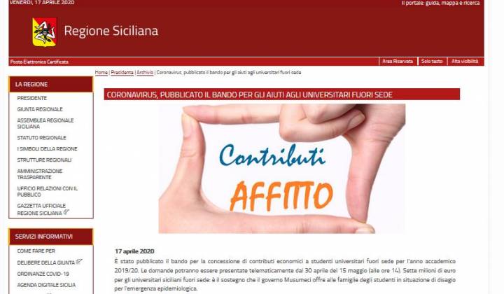 Immagine articolo: Contributi per gli studenti fuori sede siciliani: Bonus da 800 € concesso dalla Regione Sicilia.