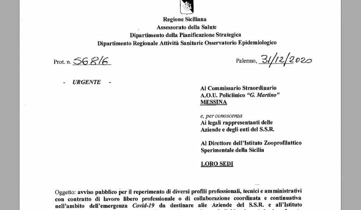 Immagine articolo: Nuovo Bando di selezione personale nelle ASP Siciliane: Tante le posizioni aperte. Compensi fino a 24 € ora.