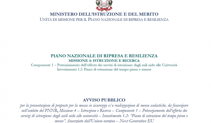 Immagine articolo: 500 mil € per la costruzione, riconversione e ristrutturazione di spazi adibiti a mense scolastiche