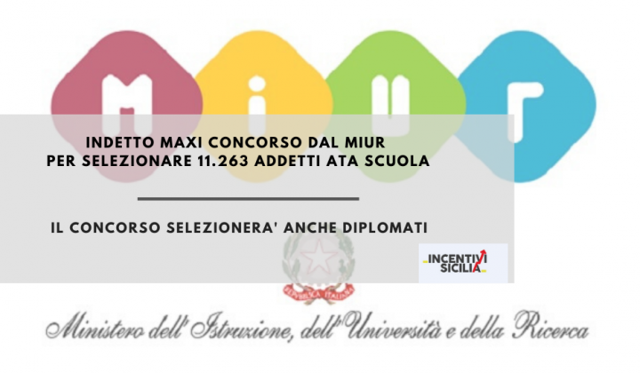 Immagine articolo: Pubblicato dal MIUR il bando per l'assunzione di personale ATA: 11.263 posti dispnibili di cui 952 in Sicilia