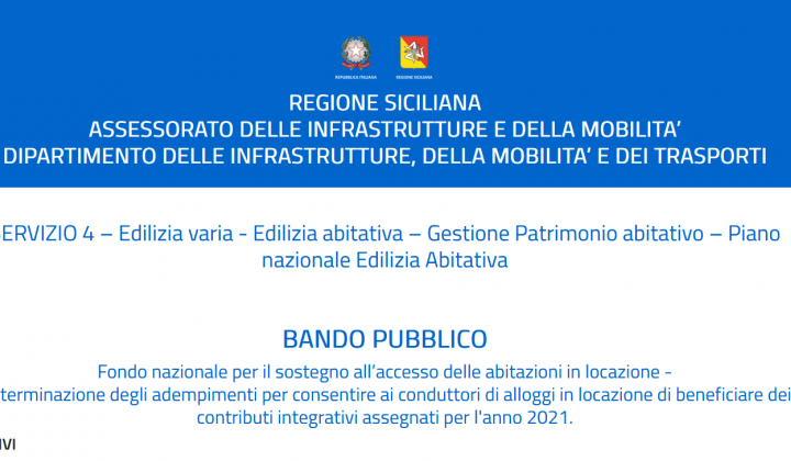 Immagine articolo: Al via il "Bonus Affitti" in Sicilia: possibile ricevere un rimborso dell'affitto pagato nel 2021