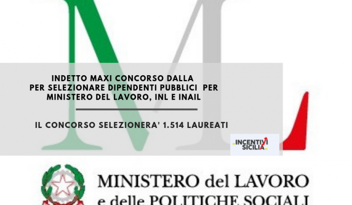 Immagine articolo: Concorso per l'assunzione a tempo indeterminato per 1.514 unità di personale presso Ministero del Lavoro e delle Politiche sociali, dell’INL e dell’INAIL