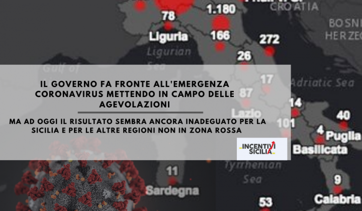 Immagine articolo: Agevolazioni "Emergenza Coronavirus": ancora poche le misure previste per la Sicilia e altre regioni.
