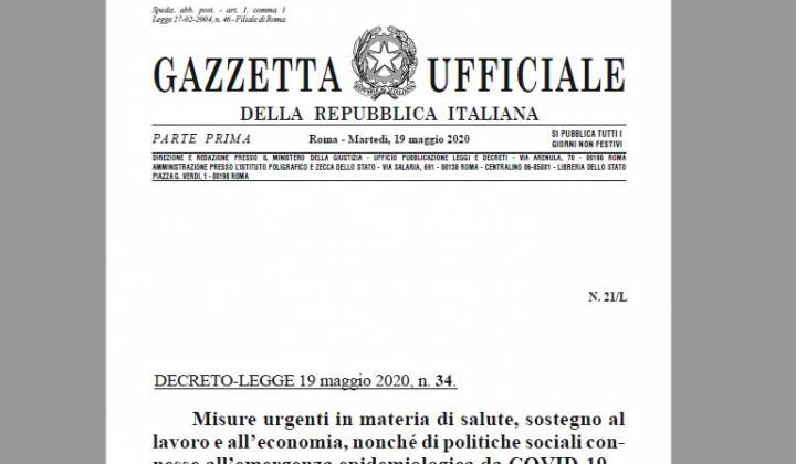 Immagine articolo: Pubblicato dal governo il Decreto Rilancio: ecco il testo completo composto da 266 articoli