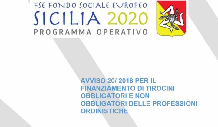 Immagine articolo: Pubblicate le graduatorie dell'avviso 20/2018 del FSE. Finanziati 694 i tirocini da 600 € al mese per i giovani aspiranti professionisti siciliani