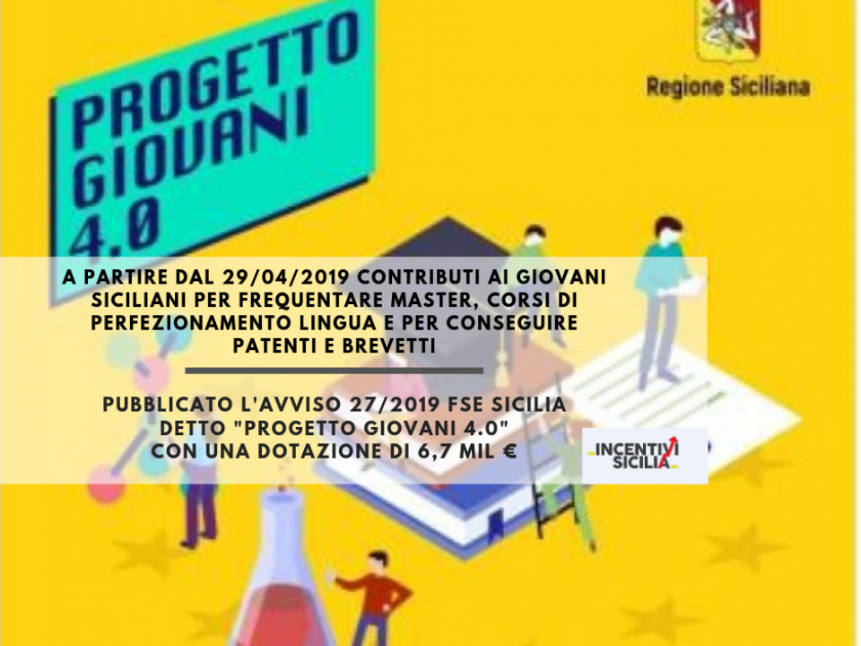 Immagine articolo: Pubblicato online l'Avviso 27/2019 FSE Sicilia: contribuiti ai giovani per master, corsi di perfezionamento e brevetti a partire dal 29 aprile 2019