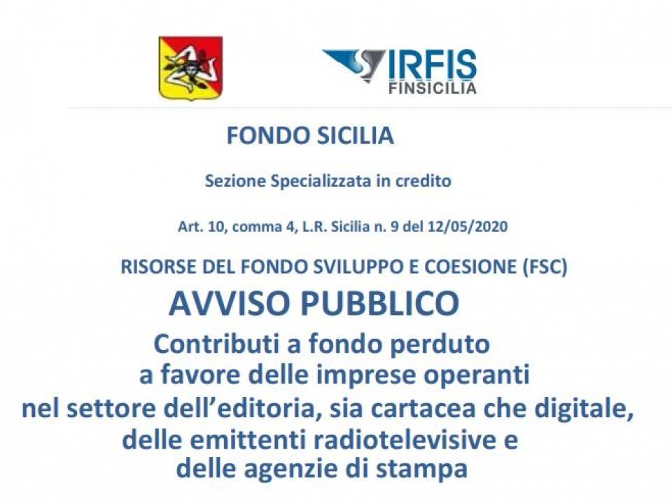 Immagine articolo: Contributi fondo perduto in Sicilia a favore delle imprese dell’editoria,  della comunicazione e testate online