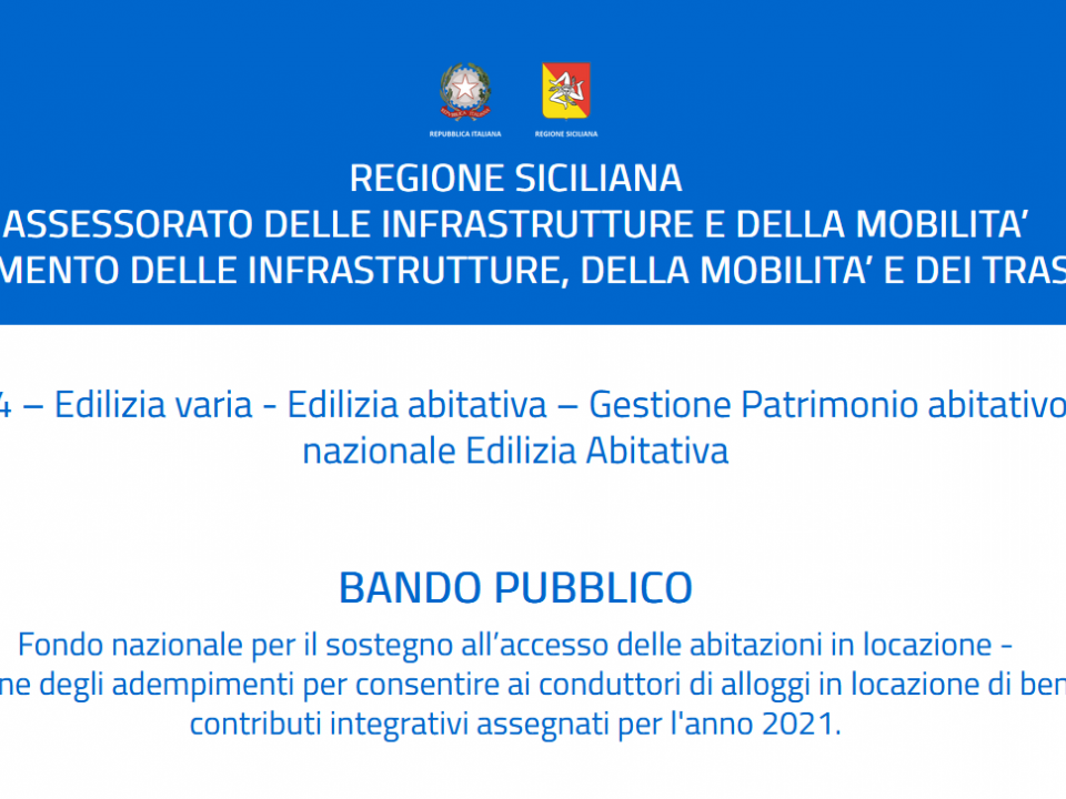 Immagine articolo: Al via il "Bonus Affitti" in Sicilia: possibile ricevere un rimborso dell'affitto pagato nel 2021