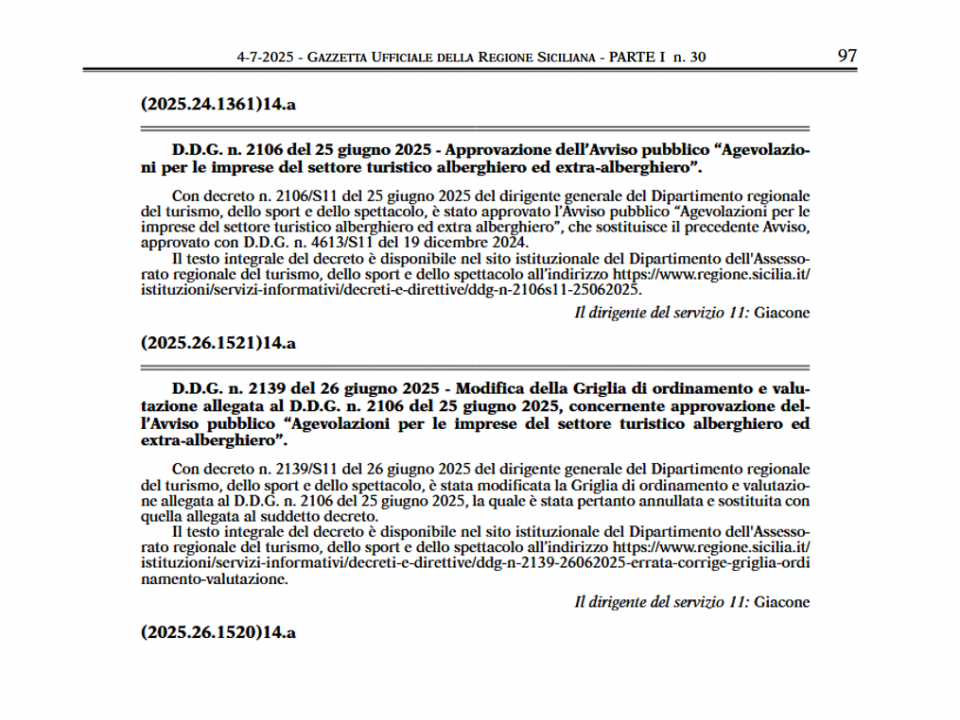 Immagine articolo: Attivato il bando con contributi 80% fondo perduto per le imprese turistiche in Sicilia: fondo da ben 135 milioni €