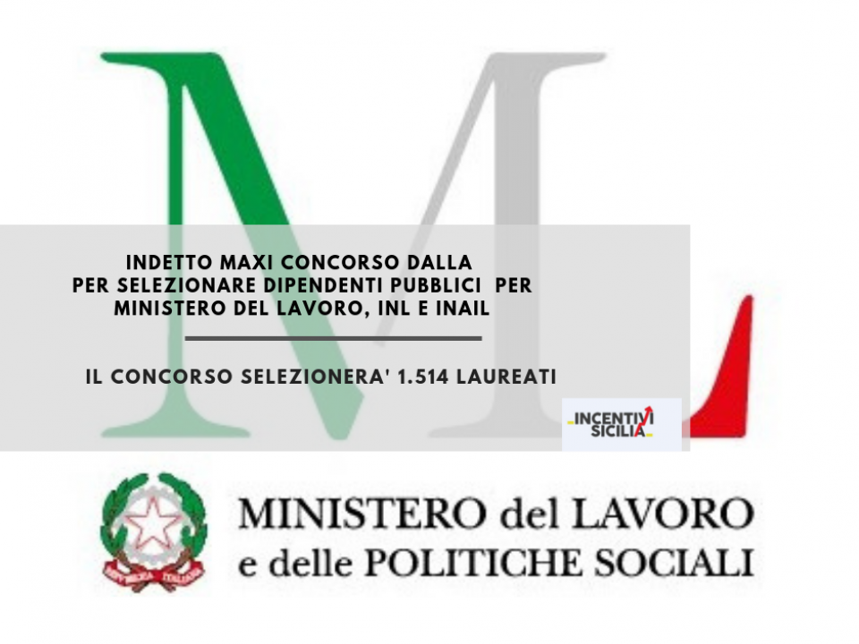 Immagine articolo: Concorso per l'assunzione a tempo indeterminato per 1.514 unità di personale presso Ministero del Lavoro e delle Politiche sociali, dell’INL e dell’INAIL