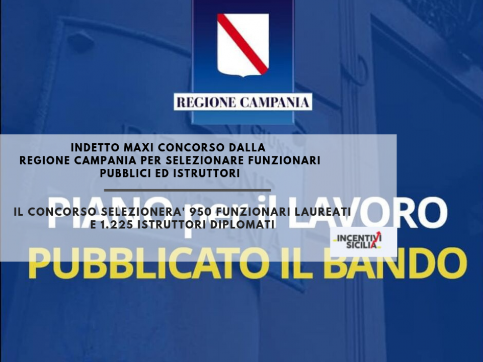 Immagine articolo: Maxi concorso per selezionare 2.175 impiegati pubblici presso la regione Campania.
