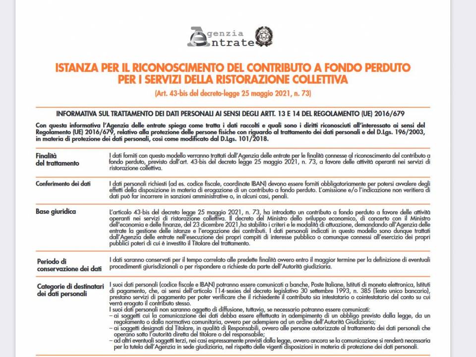 Immagine articolo: Nuovi Contributi a fondo perduto per la ristorazione collettiva: domande a partire dal 6 giugno