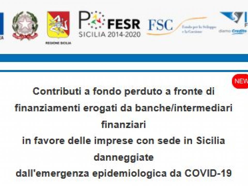 Immagine articolo: Fino a 30.000€ a fondo perduto per le imprese siciliane colpite dalla pandemia che hanno stipulato finanziamenti durante il covid