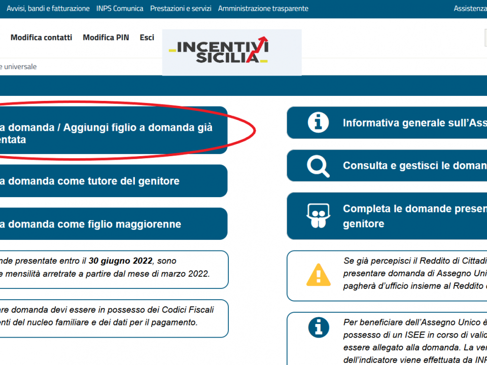 Immagine articolo: Nuova domanda/ Aggiungi figlio a domanda già presentata