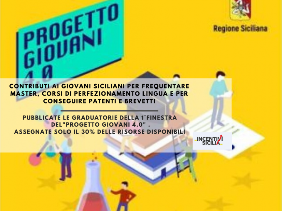 Immagine articolo: Riapre la seconda finestra del "Progetto Giovani 4.0": contribuiti ai giovani siciliani per master, corsi di perfezionamento e brevetti